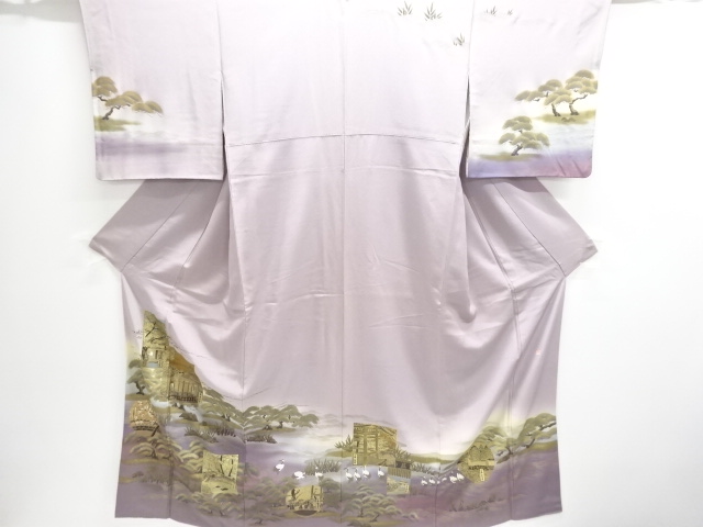 JAPANESE KIMONO / HOMONGI / SILK / KINSAI / TEMPLES / SINGLE CREST